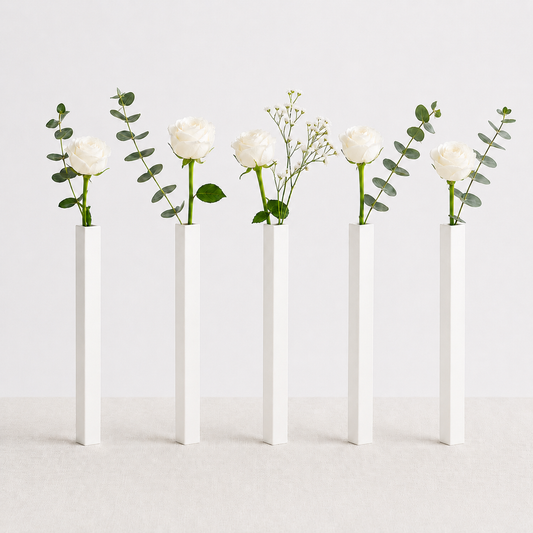 Masabloom Beyaz Minimalist Vazo  5'li Set