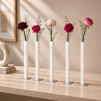 Masabloom Beyaz Minimalist Vazo  5'li Set