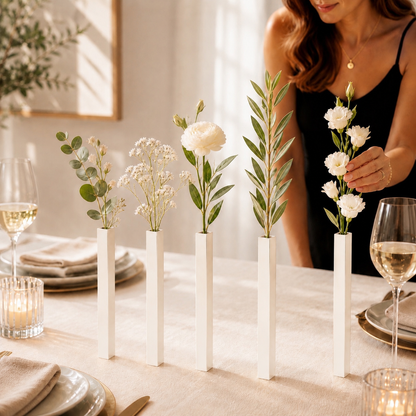 Masabloom Beyaz Minimalist Vazo  5'li Set