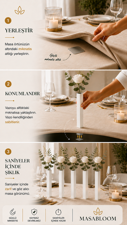 Masabloom Beyaz Minimalist Vazo  5'li Set