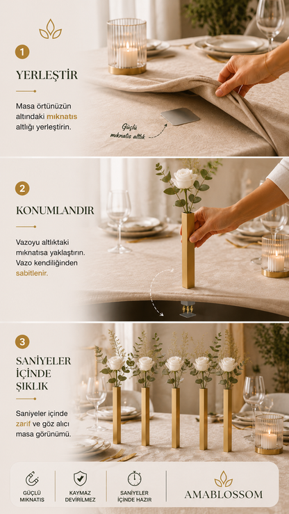 Masabloom Gold Minimalist Vazo  5'li Set