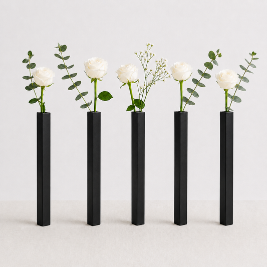 Masabloom Siyah Minimalist Vazo  5'li Set