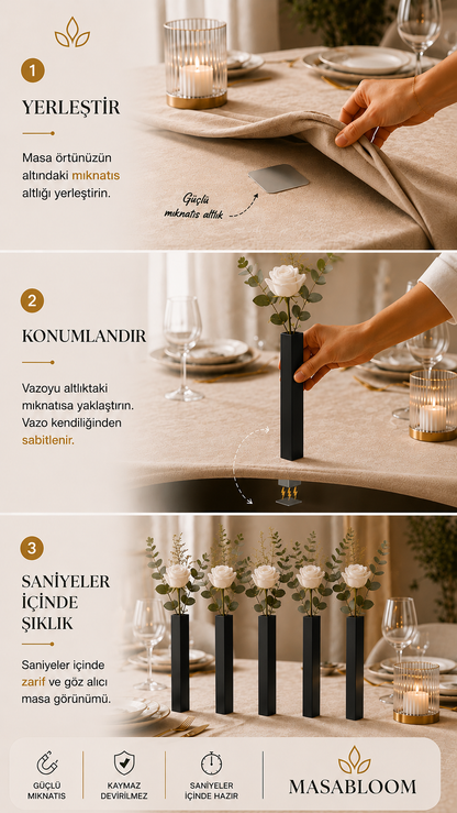 Masabloom Siyah Minimalist Vazo  5'li Set