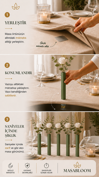 Masabloom Yeşil Minimalist Vazo  5'li Set